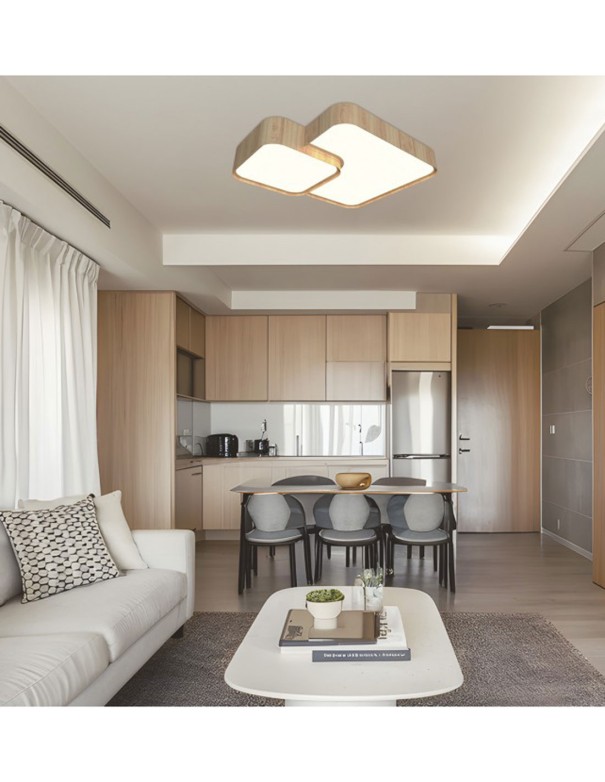 Plafón Doble Cuadrado Filo Madera