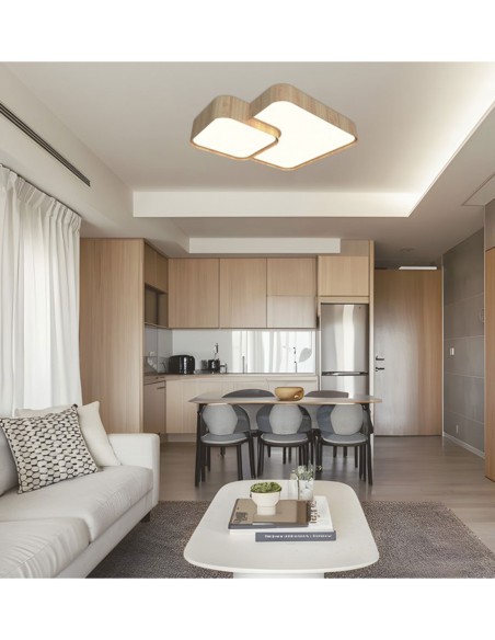 Plafón Doble Cuadrado Filo Madera