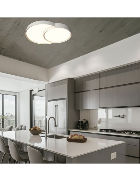 Lámpara Plafón Doble Circulo Blanco