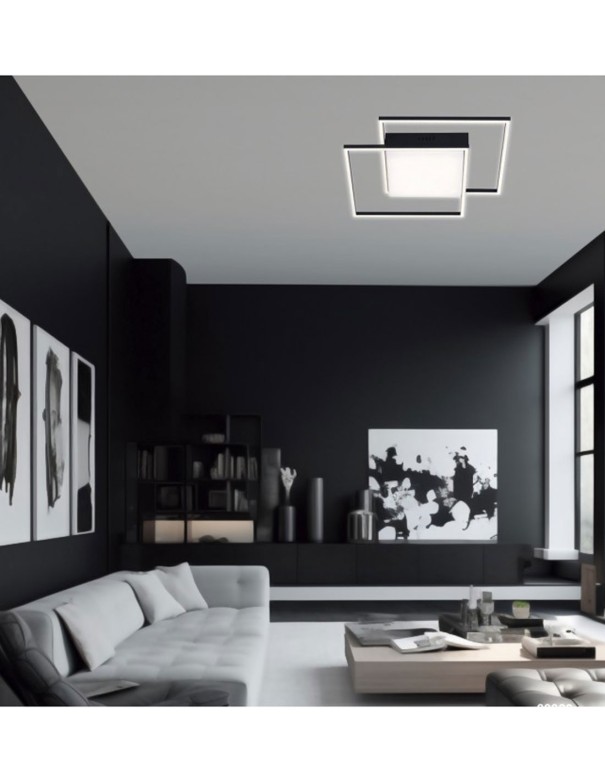 Plafón Doble Cuadrado Negro