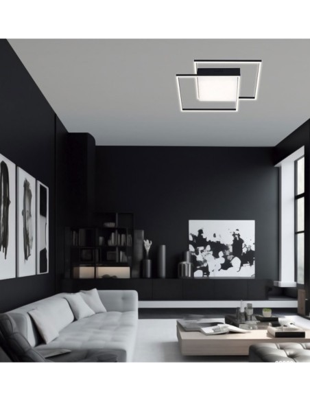 Plafón Doble Cuadrado Negro