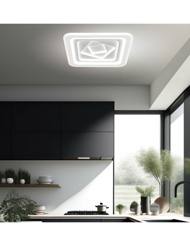 Plafón Moderno Led Cuadros Alternos