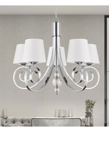 Lámpara 5 luces con pantalla y bola de cristal