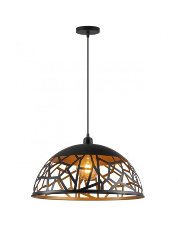 Colgante media bola calado negro oro