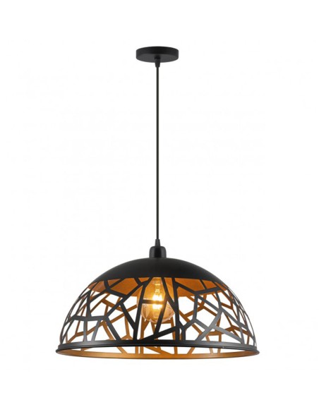 Colgante media bola calado negro oro