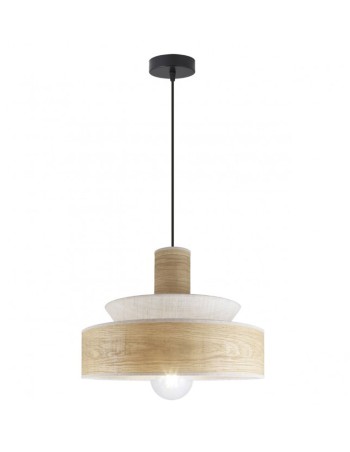 Lámpara de techo madera y lino