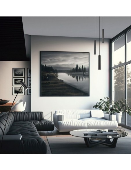 Lámpara de Techo Negra con Base de Plafón