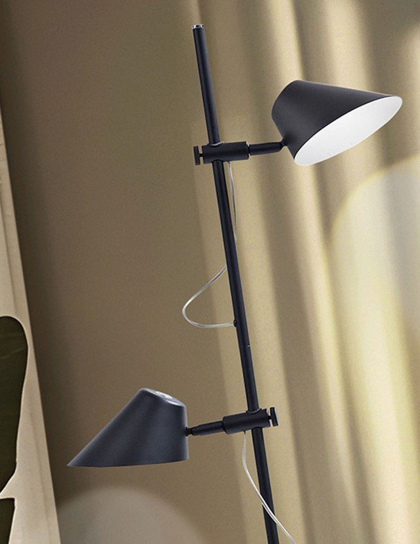 Esino, Lámpara de Pie 2 Luces Negro...