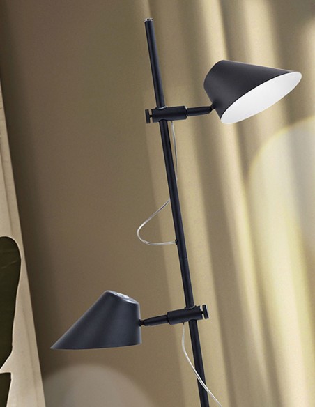 Esino, Lámpara de Pie 2 Luces Negro Schuller