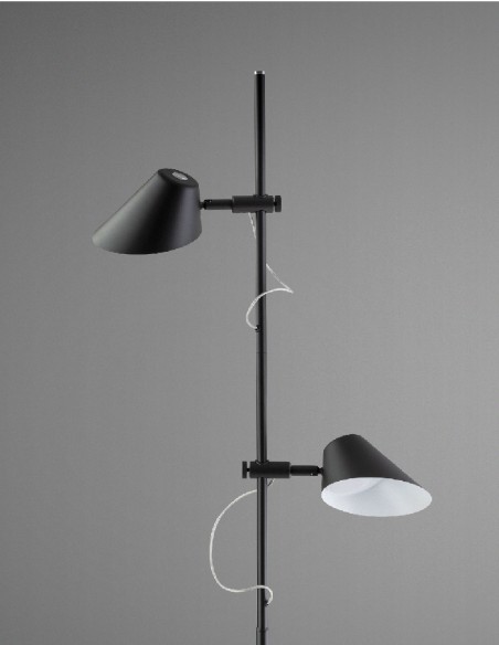 Esino, Lámpara de Pie 2 Luces Negro Schuller
