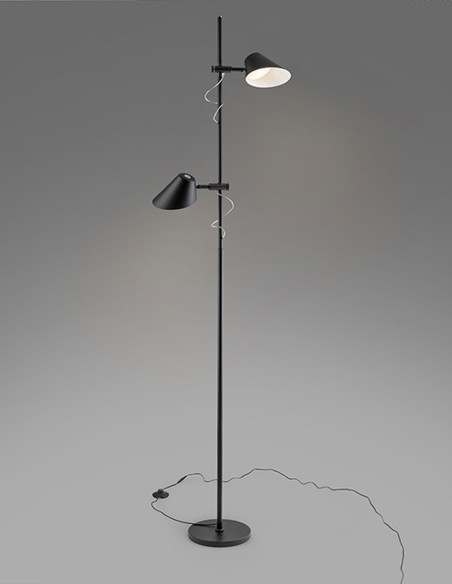 Esino, Lámpara de Pie 2 Luces Negro Schuller