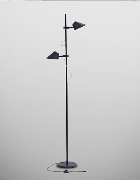 Esino, Lámpara de Pie 2 Luces Negro Schuller