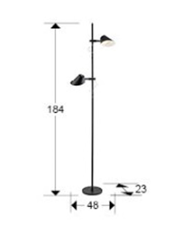 Esino, Lámpara de Pie 2 Luces Negro...