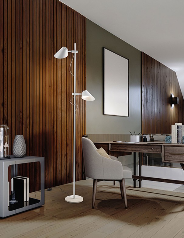 Lámpara de pie de suelo Esino blanca