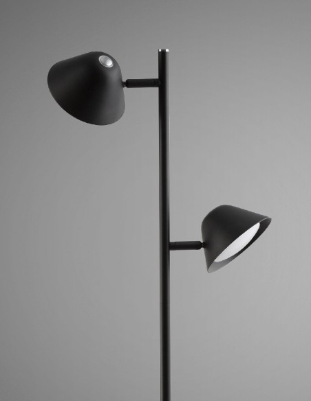 Taros, Lámpara de Pie 2 Luces Negro Schuller