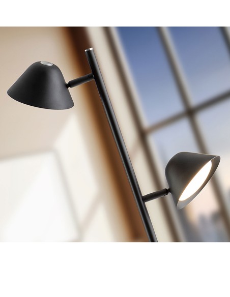 Taros, Lámpara de Pie 2 Luces Negro Schuller