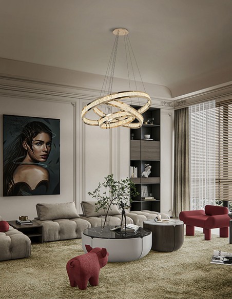 Lorian Lámpara 3 Aros Dorado Brillo Schuller