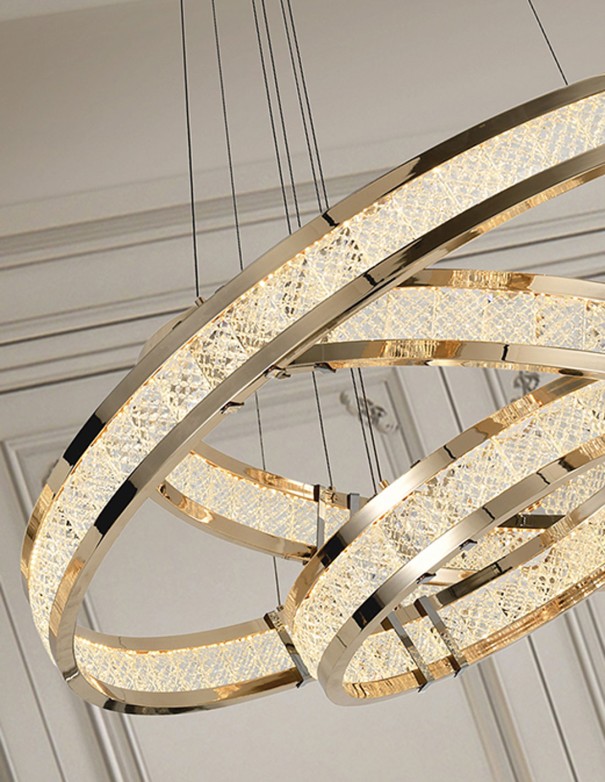 Lorian Lámpara 3 Aros Dorado Brillo...