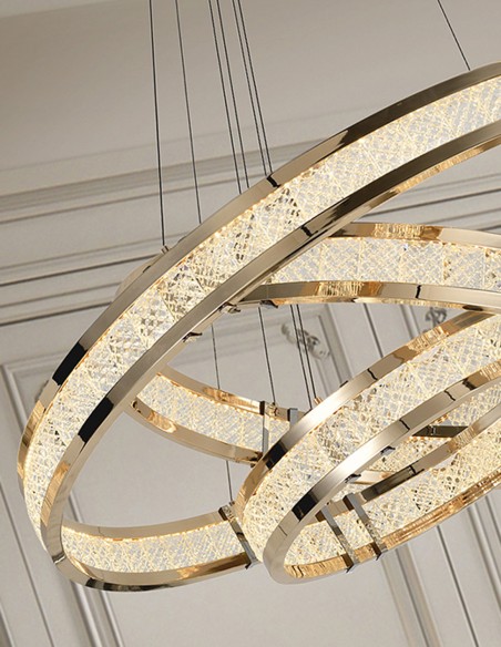 Lorian Lámpara 3 Aros Dorado Brillo Schuller