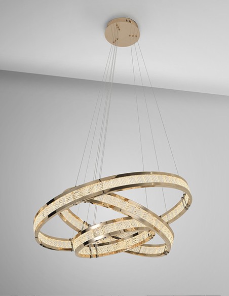 Lámpara led 3 aros dorados