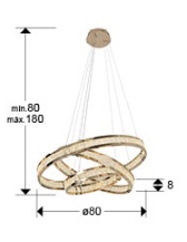 Lorian Lámpara 3 Aros Dorado Brillo...