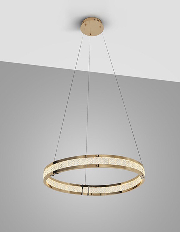 Lorian Lámpara 1 Aro Dorado Brillo...