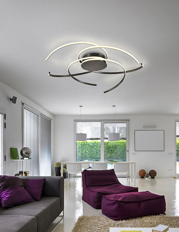 Plafón led negro muy grande