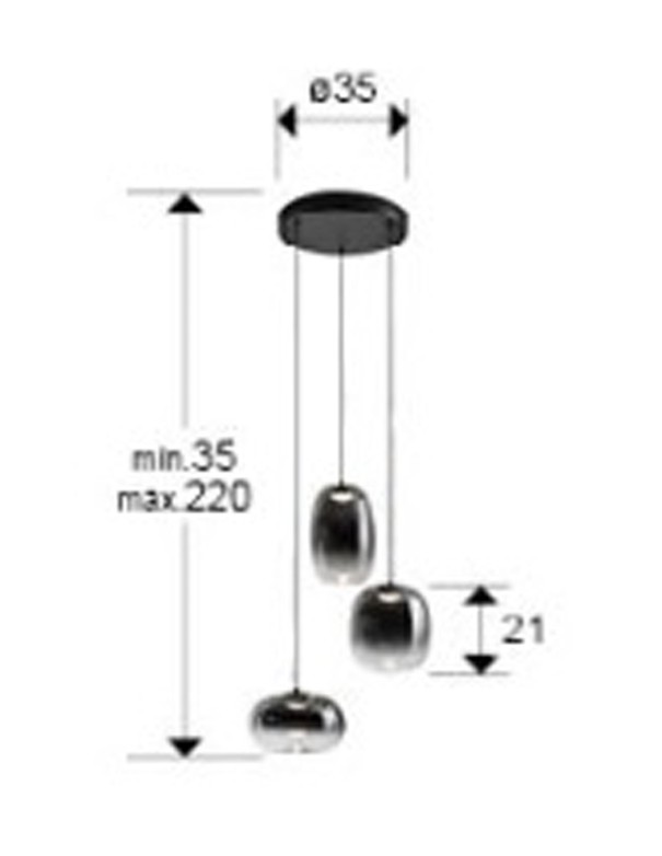 Onice Lámpara 3 Luces Smoke Schuller