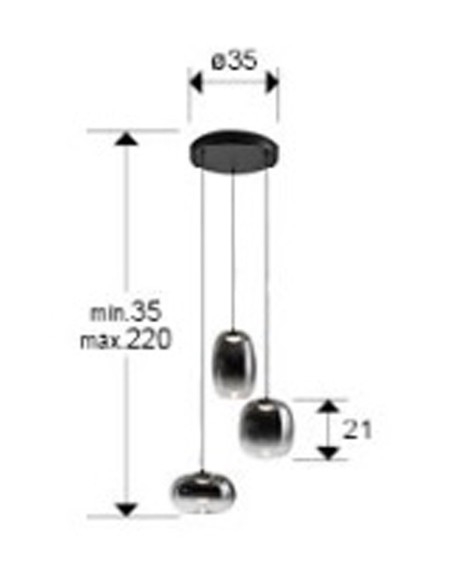 Onice Lámpara 3 Luces Smoke Schuller