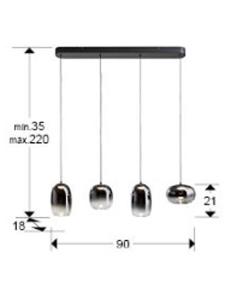 Onice Lámpara Lineal 4 Luces Smoke Schuller