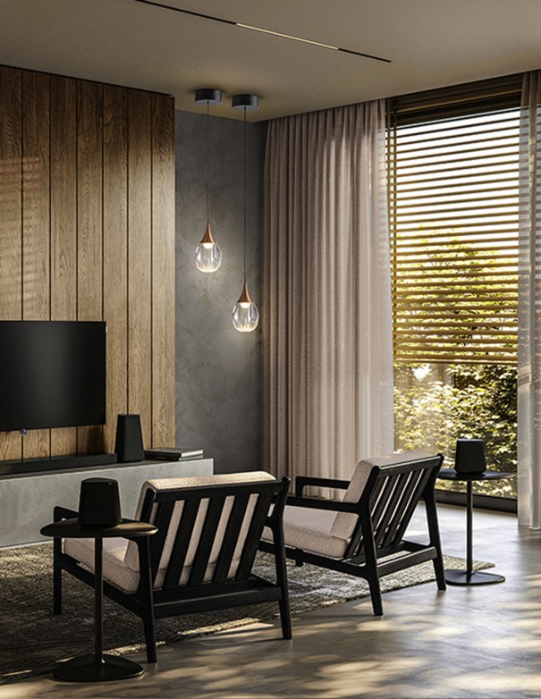 Lámpara de techo Corina negro cobre