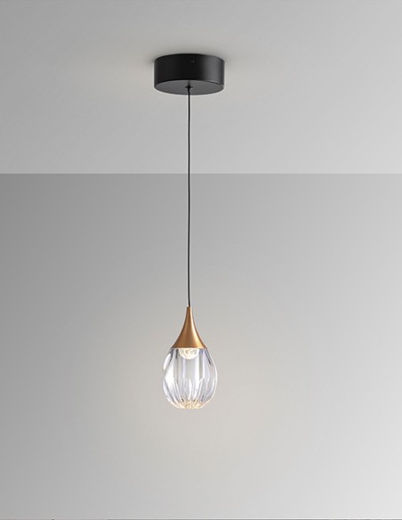 Corina Lámpara 1 Luz Negro Cobre