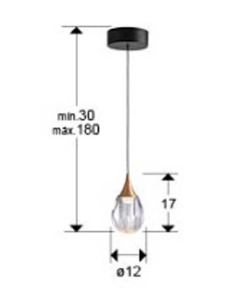 Corina Lámpara 1 Luz Negro Cobre