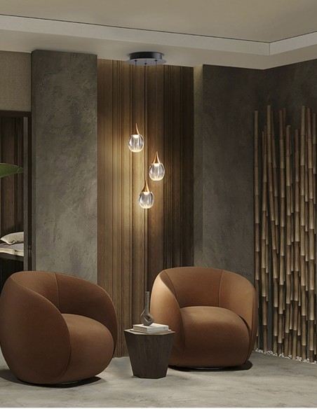 Lámpara Corina 3 Luces Negro Cobre Schuller