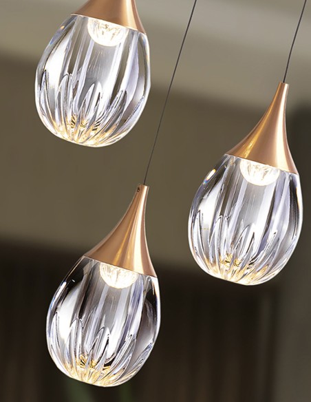 Lámpara Corina 3 Luces Negro Cobre Schuller