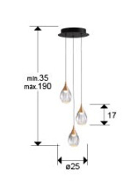 Lámpara Corina 3 Luces Negro Cobre Schuller