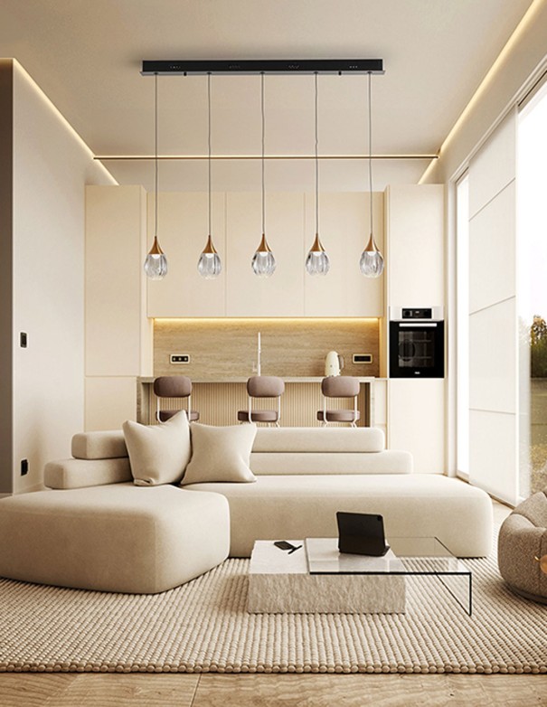 Lámpara Corina Lineal 5 Luces Negro...