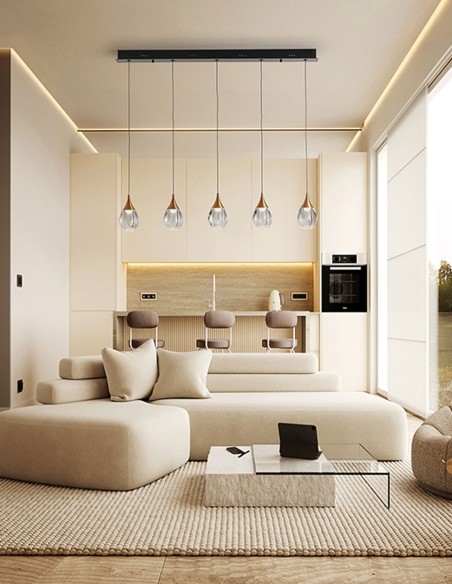 Lámpara Corina Lineal 5 Luces Negro Cobre Schuller