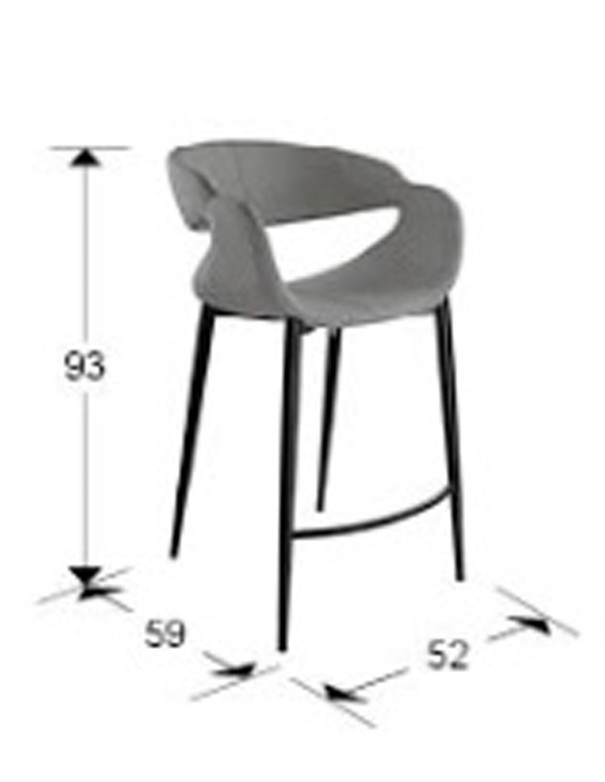 Giro Taburete Alto Gris Claro Negro