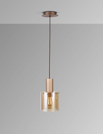 Lámpara colgante Venize cobre ámbar