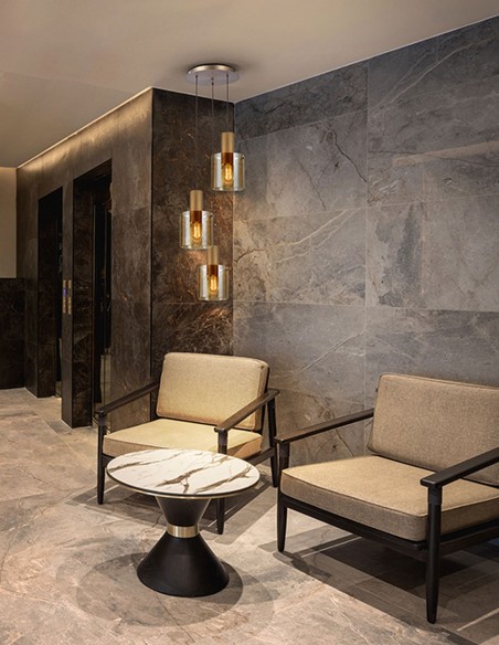 Venize Lámpara Plafón 3 Alturas Cobre Ambar Schuller