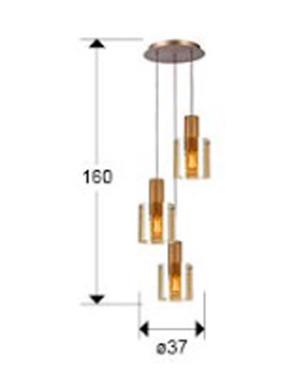 Venize Lámpara Plafón 3 Alturas Cobre...