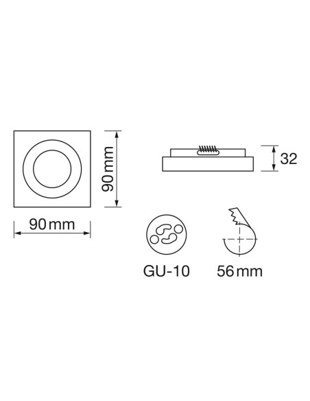 Empotrable Negro/Cromo Cristal