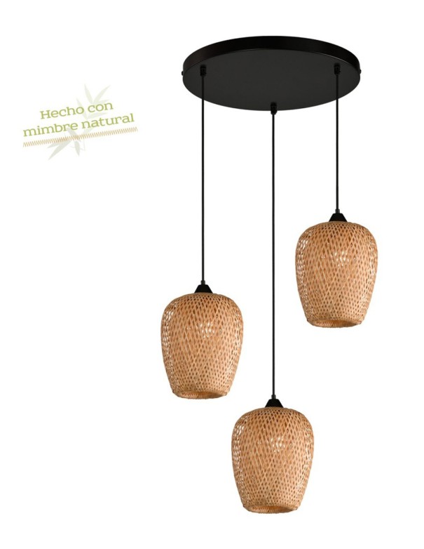 Lámpara Mimbre Natural 3 Alturas
