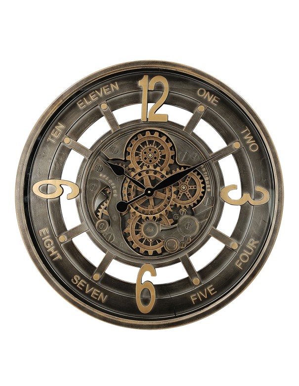 Reloj de Pared Oro Cuero con...