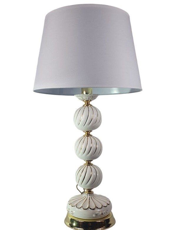 Lámpara Rinconera Cerámica Blanca Oro