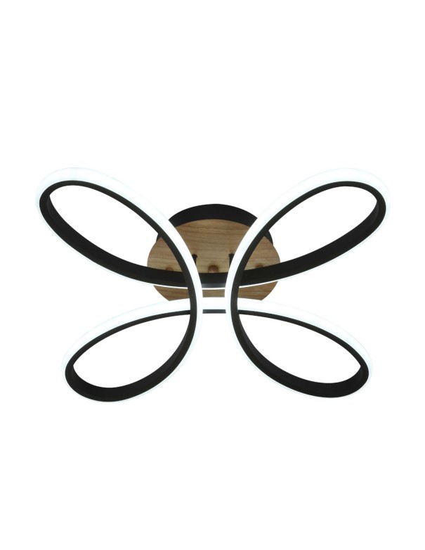 Lámpara Plafón 104w Negro Madera