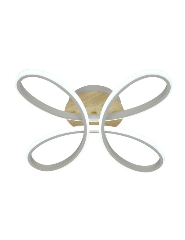 Lámpara Plafón 104w Blanco Madera