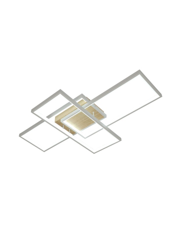 Plafón Dimable Blanco y Madera