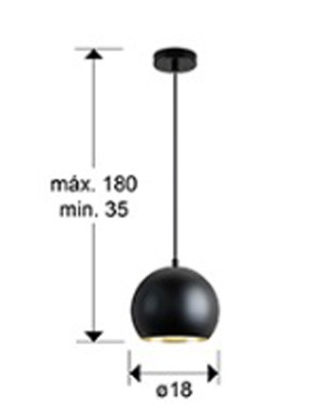 Olena Lámpara 1 Luz Negro Interior Dorado Schuller